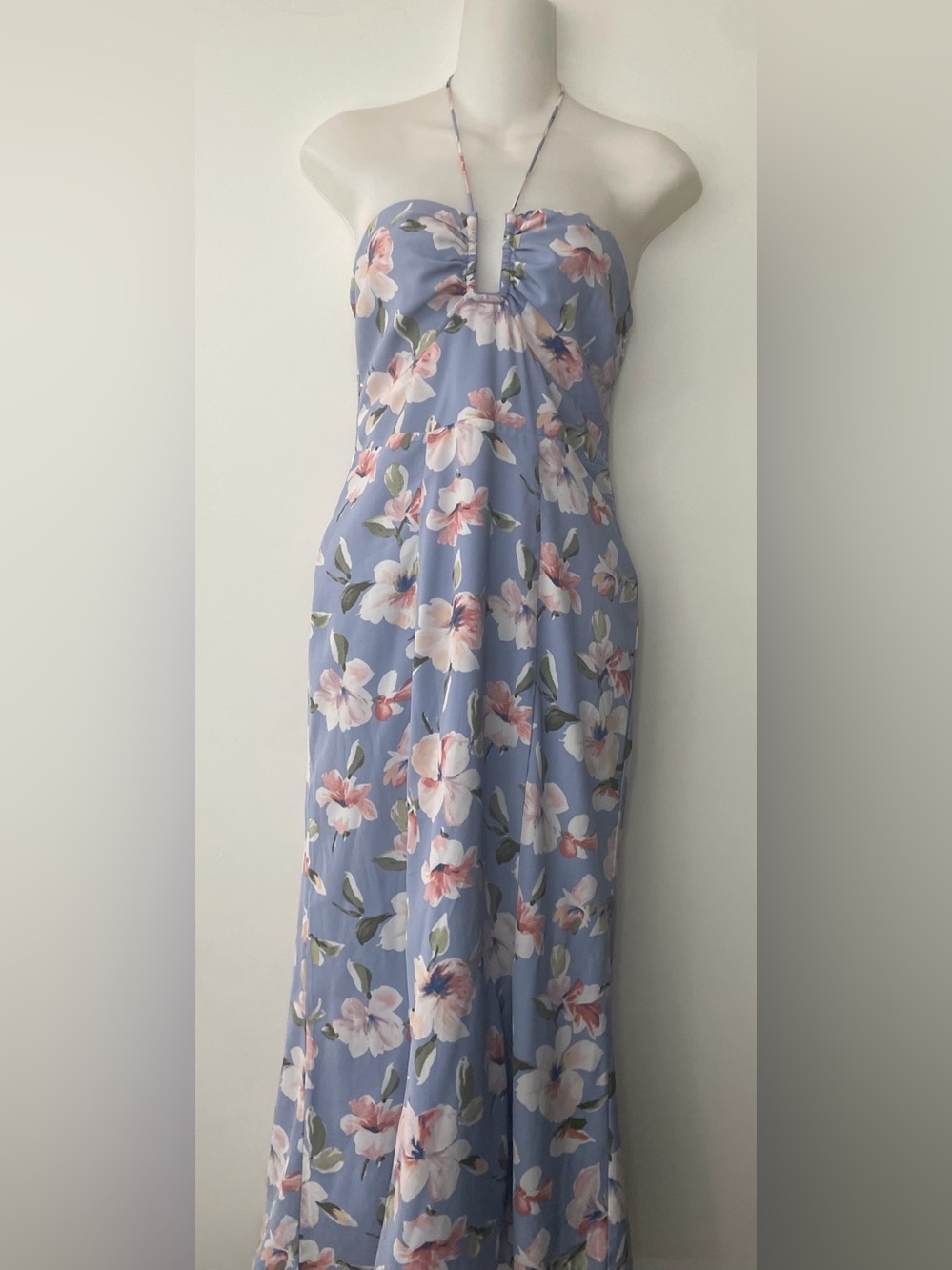 Abercrombie & Fitch Blue Floral Midi string halter XS